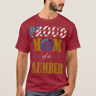 Vintage Flag American Proud Mum of a Plumber T-Shirt