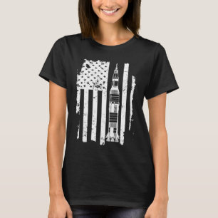 Vintage Flag Apollo 11 Saturn V Rocket Space Astro T-Shirt