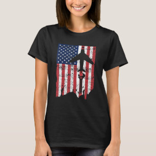 Vintage Flag Aviation Mechanic Aircraft   T-Shirt