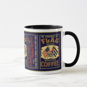 Vintage Flag Coffee Label, Flag Brand 1 Pound Mug