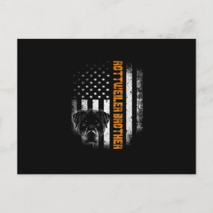 Vintage Flag funny Dog Rottweiler Brother Best Announcement Postcard
