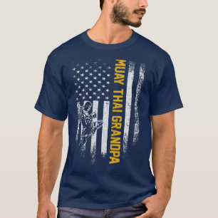 Vintage Flag MMA Muay Thai Fighter Grandpa T-Shirt