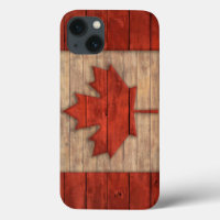 Vintage Flag of Canada Distressed Wood Design