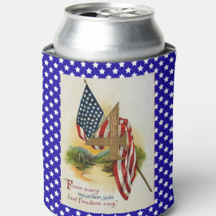 Vintage Flag Patriotic Flag Stars and Stripes Can Cooler