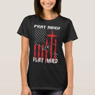 Vintage Flag Pray Hard Fight Hard  Father Scuba Di T-Shirt