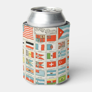 Vintage Flags Of All Nations Educational Poster Can Cooler
