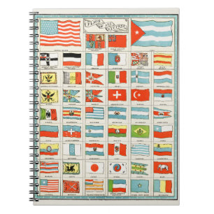 Vintage Flags Of All Nations Educational Poster Notebook
