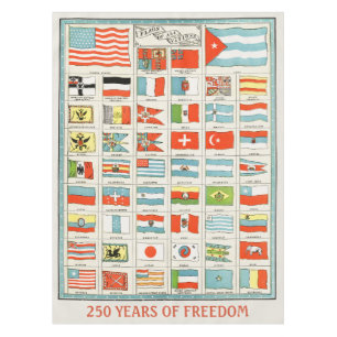 Vintage Flags Of All Nations Educational Poster Tablecloth