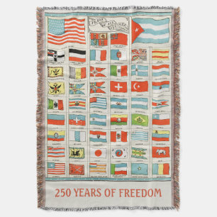 Vintage Flags Of All Nations Educational Poster Throw Blanket