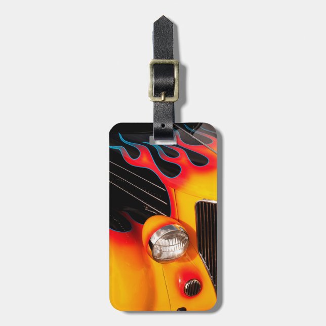 Vintage Flame, Chrome and Speed Luggage Tag (Front Vertical)