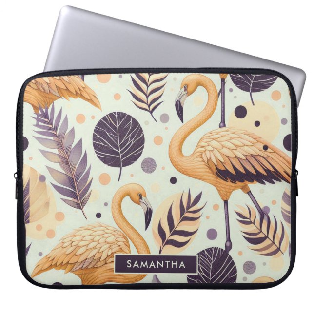 Vintage Flamingo Seamless Laptop Sleeve (Front)