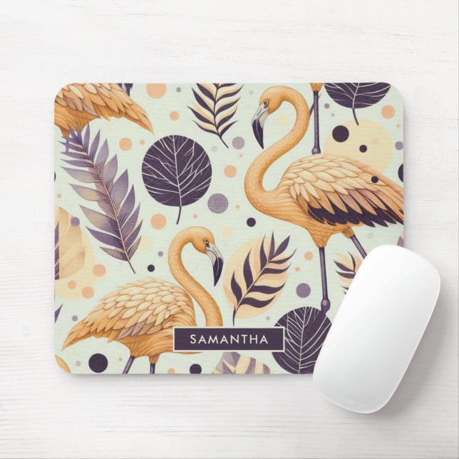 Vintage Flamingo Seamless Mouse Pad (With Mouse)