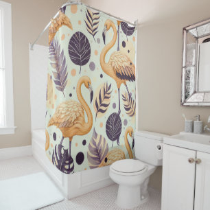 Vintage Flamingo Seamless Shower Curtain