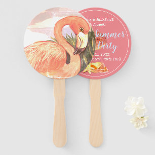 Vintage Flamingo Seashells Summer Party Favour Hand Fan