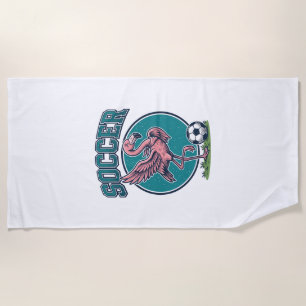 Vintage Flamingo Soccer Player Graphic Shirt_1 Beach Towel