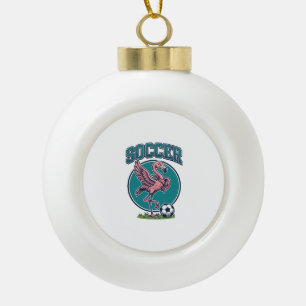 Vintage Flamingo Soccer Player Graphic Shirt_1 Ceramic Ball Christmas Ornament