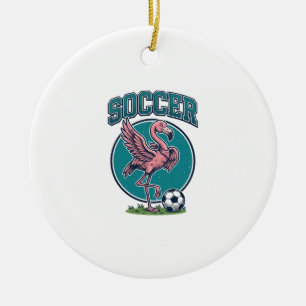 Vintage Flamingo Soccer Player Graphic Shirt_1 Ceramic Tree Decoration