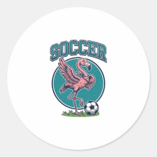 Vintage Flamingo Soccer Player Graphic Shirt_1 Classic Round Sticker