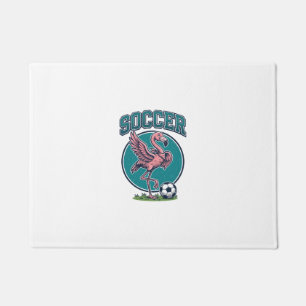 Vintage Flamingo Soccer Player Graphic Shirt_1 Doormat