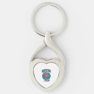 Vintage Flamingo Soccer Player Graphic Shirt_1 Key Ring