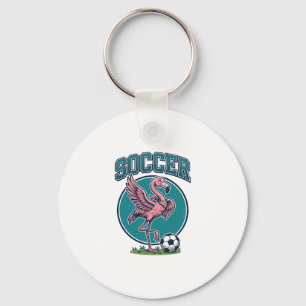 Vintage Flamingo Soccer Player Graphic Shirt_1 Key Ring