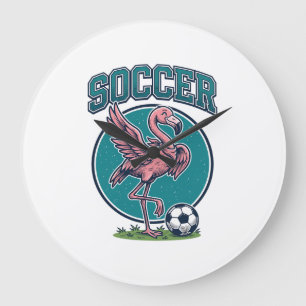 Vintage Flamingo Soccer Player Graphic Shirt_1 Large Clock