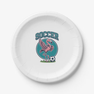 Vintage Flamingo Soccer Player Graphic Shirt_1 Paper Plate