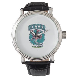 Vintage Flamingo Soccer Player Graphic Shirt_1 Watch