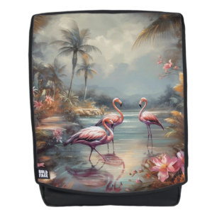 Vintage Flamingo Tropical Lagoon Florida Art Backpack