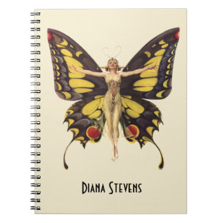 Vintage Flapper Butterfly Personalised Notebook