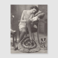 Vintage Flapper Girl 1920's magnetic postcard