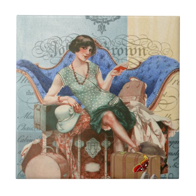 Vintage Flapper Girl in Paris Tile (Front)
