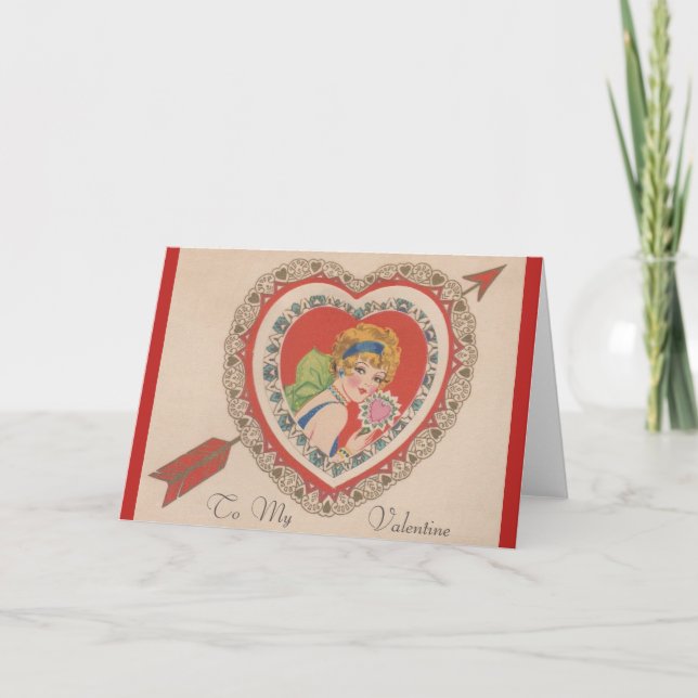 Vintage Flapper Valentine Greeting Card (Front)