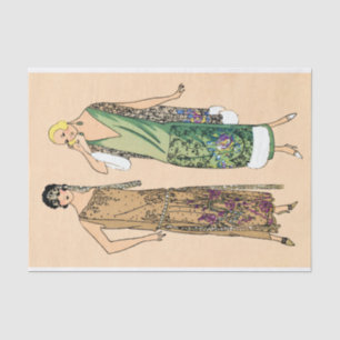 Vintage flapper women, decoupage tissue paper
