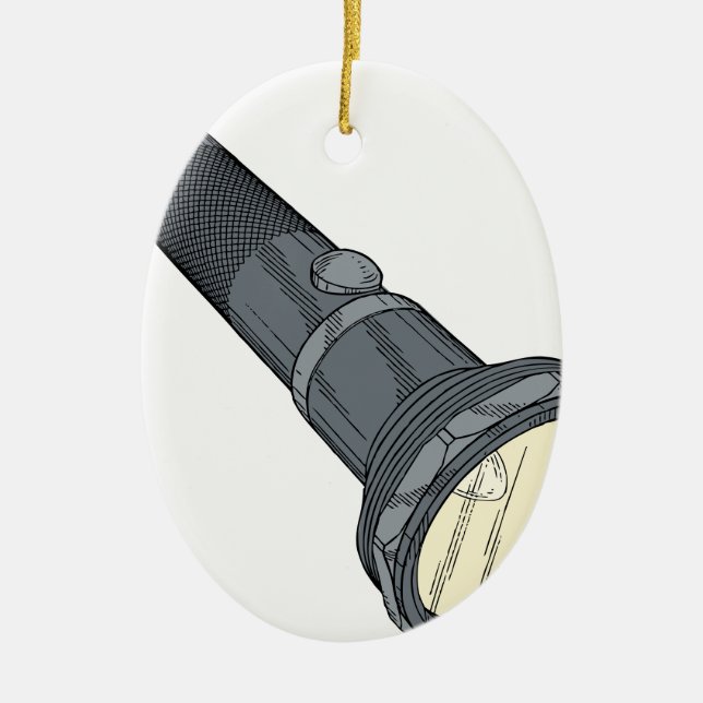Vintage Flashlight Ceramic Tree Decoration (Front)