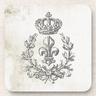 Vintage Fleur de Lis and Crown-cork coasters