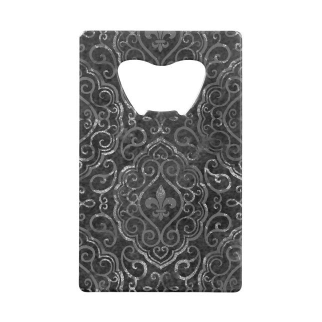 Vintage Fleur de Lis | Black Silver Grunge Damask (Front)