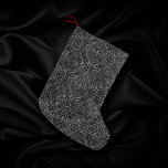 Vintage Fleur de Lis | Black Silver Grunge Damask Small Christmas Stocking<br><div class="desc">#abstractart Grandeur modern contemporary art deco inspired design in a romantic jacquard brocade fleur de lis damask fabric pattern meets the distressed 90s grunge style with this dark charcoal silver grey New Orleans French Quarter ornamental medallions on a minimal black grunge background. This mixed medium baroque gradient adds the perfect...</div>