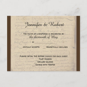 Vintage Fleur de Lis Love Letter RSVP Postcard