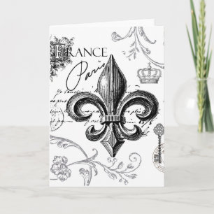 Vintage Fleur de Lis notecard