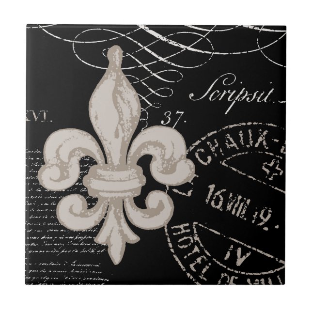 Vintage Fleur de Lis...tile Tile (Front)