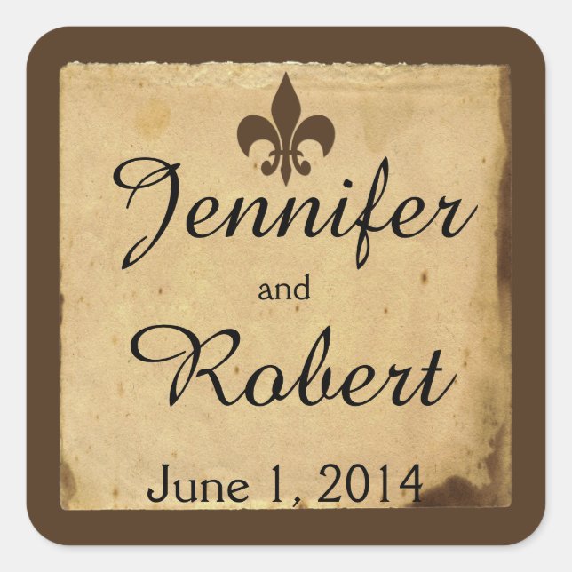 Vintage Fleur de Lis Wedding Envelope Seal (Front)