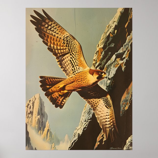 Vintage Flight of the Merlin Falcon Poster (Front)