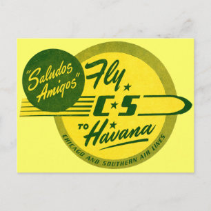 Vintage Flight to Havana Postcard