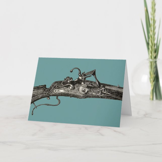 Vintage Flintlock Musket Gun Rifle Greeting Card (Front)