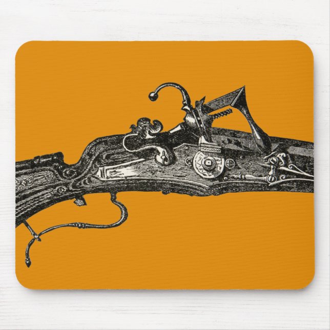 Vintage Flintlock Musket Rifle Gun Mousepad Yellow (Front)
