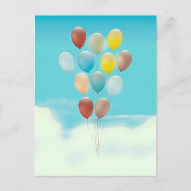 Vintage Floating Balloons Postcard (Front)