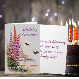 Vintage Flora Birthday Greetings Card