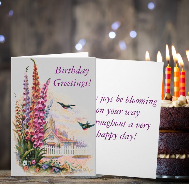 Vintage Flora Birthday Greetings Card (Vintage Floral Birthday Greetings Card)