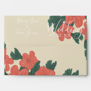 Vintage Flora Botanical Hand Drawn Wedding Envelope